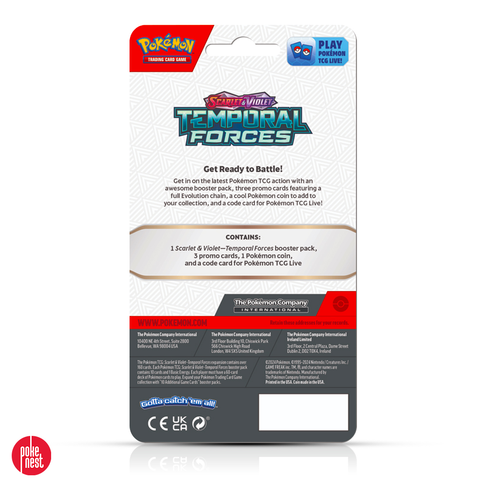 Pokémon TCG - Scarlet & Violet - Temporal Forces - Premium Checklane Blister Box tył