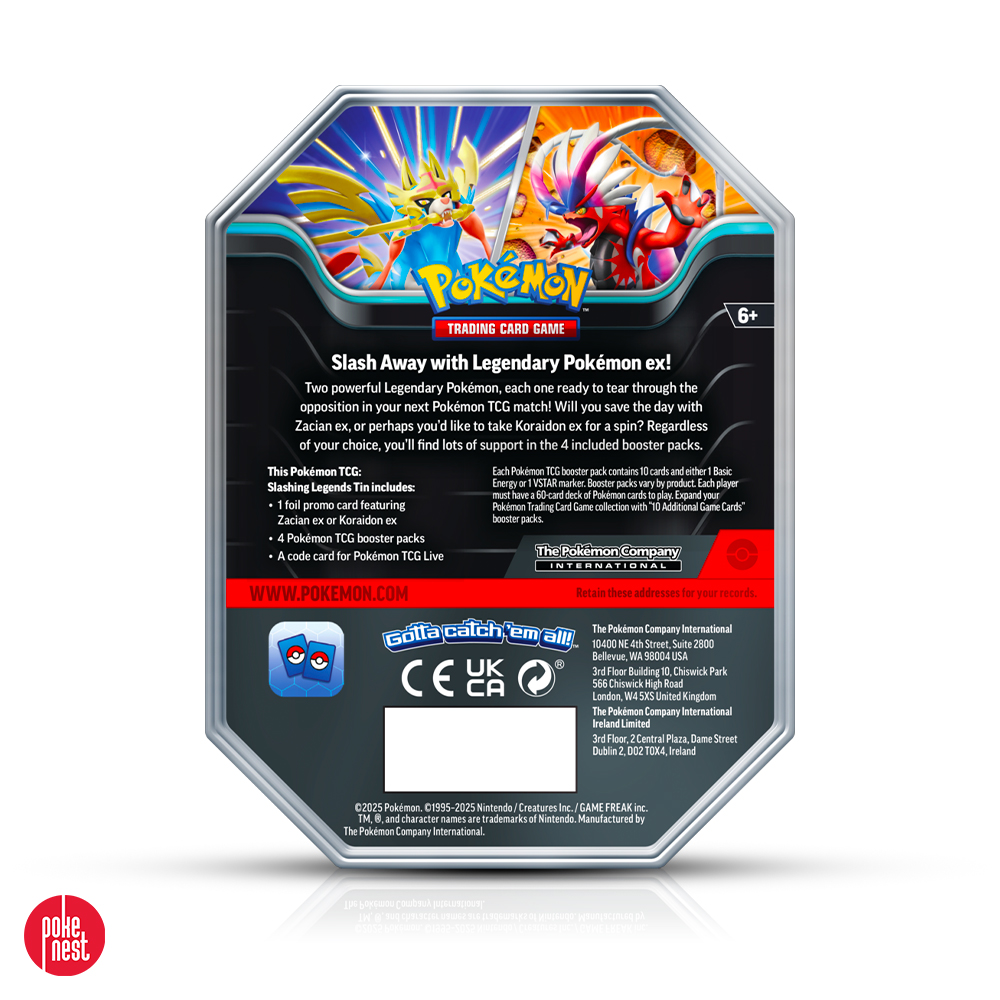 Pokémon TCG- Slashing Legends Tin - Koraidon Zacian ex tyl